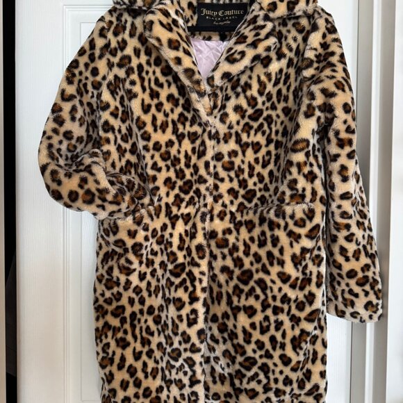 Black Label Juicy Couture Leopard Faux fur coat y2k - Picture 5 of 5